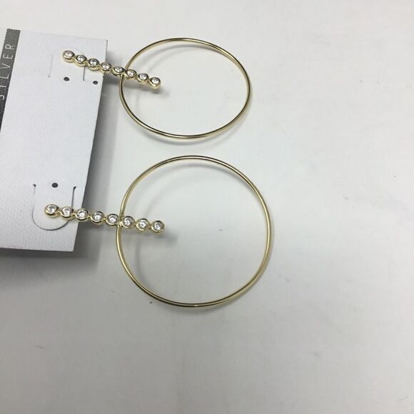 Argento Vivo CZ Bar Drop Hoop Earrings (G1) - Picture 3 of 5